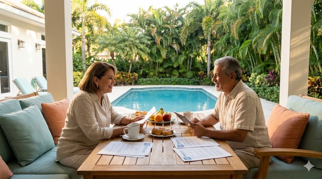 Senior adult meeting with advisor